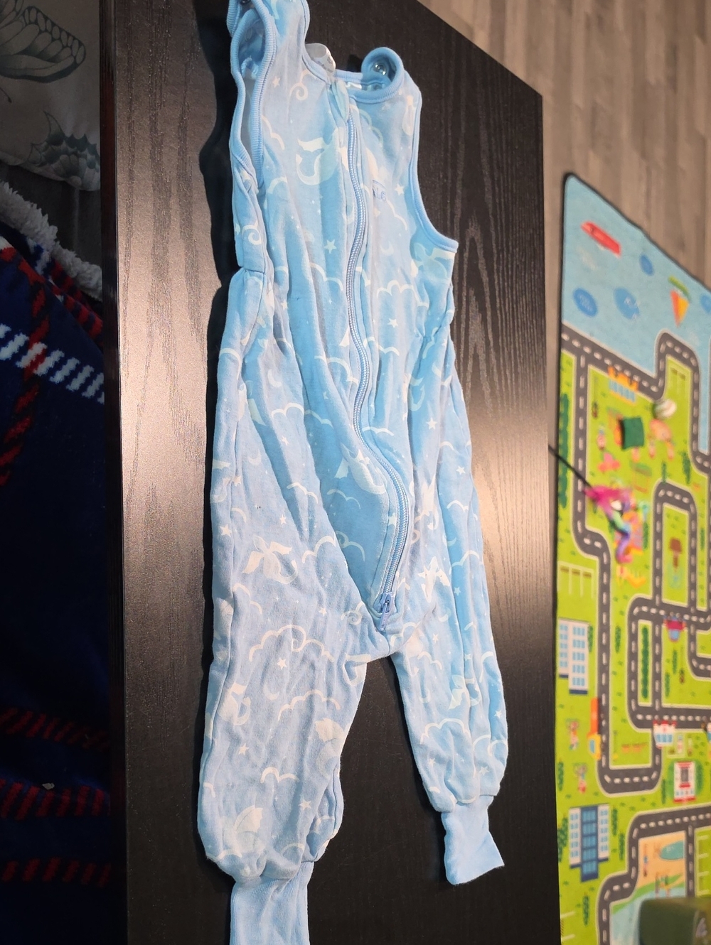 Halo Light Blue Dragon Print Adjustable Sleep Sack with Front Zipper